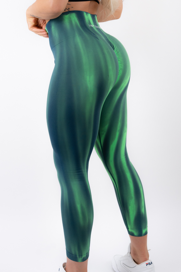 Intensed Northern Lights trikoot, vihreä scrunch trikoot upea siluetti korostaa oikeista pakoista treeni trikoot leggings