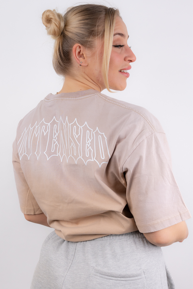 Intensed unisex oversize t-paita, liukuvärjätty beige/valkoinen