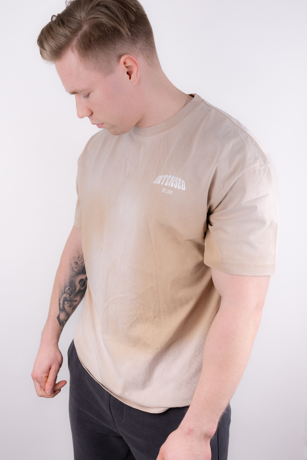 Intensed unisex oversize t-paita, liukuvärjätty beige/valkoinen