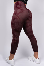 Intensed ryppytrikoot punainen marble tiedye pakaroita korostavat scrunch leggingssit treenitrikoot